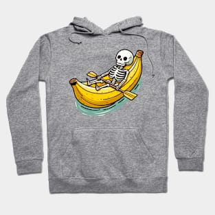 Funny Skeleton On Banana Canoe Hoodie